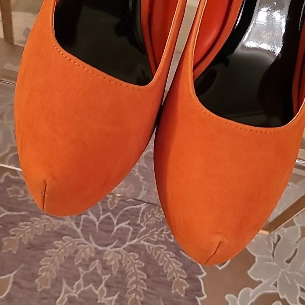 Bertinni Orange Suede Stilettos - Picture 8 of 16